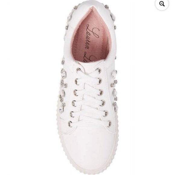 Lauren Larraine Pam White Embellished Platform Sneaker Rhinestone - Picture 4 of 7